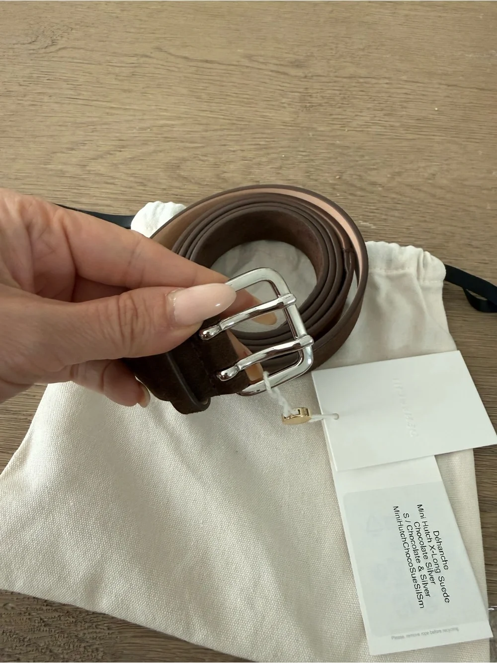 Dehanche mini hutch x-long suede chocolate silver belt Small